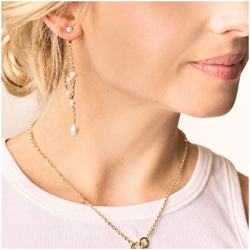 Pendientes Mujer Bridgerton Pearl Dorados | Diseño Elegante con Perla