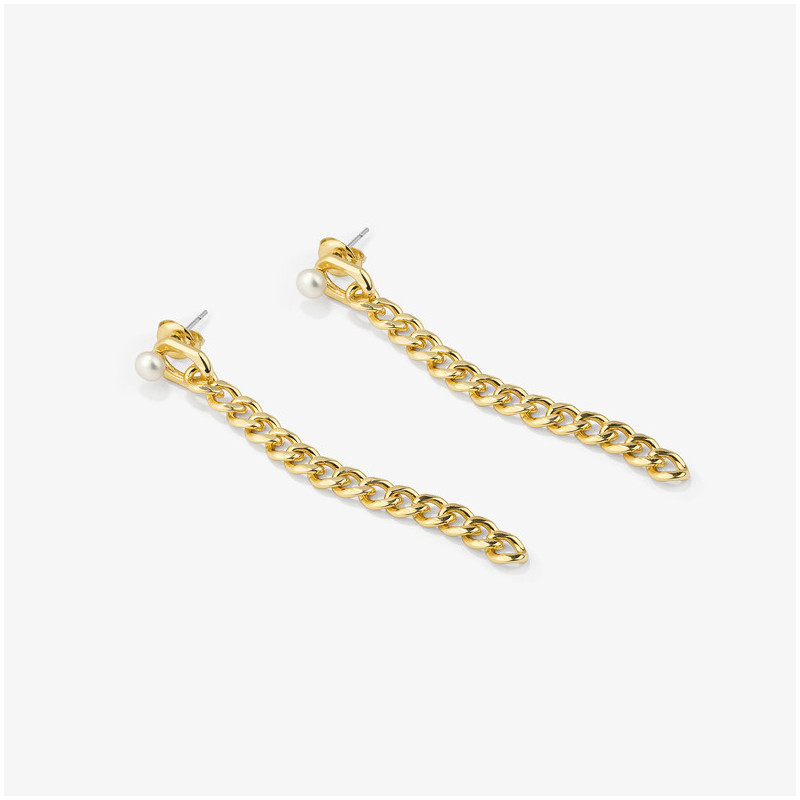 Pendientes Mujer Emily Chain Dorado | Dorados con Cadenas y Perla