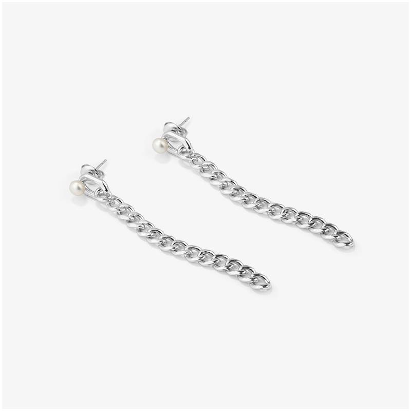 Pendientes Mujer Emily Chain Prata | Dorados con Cadenas y Perla