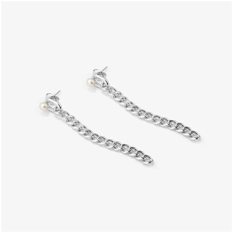 Pendientes Mujer Emily Chain Prata | Dorados con Cadenas y Perla