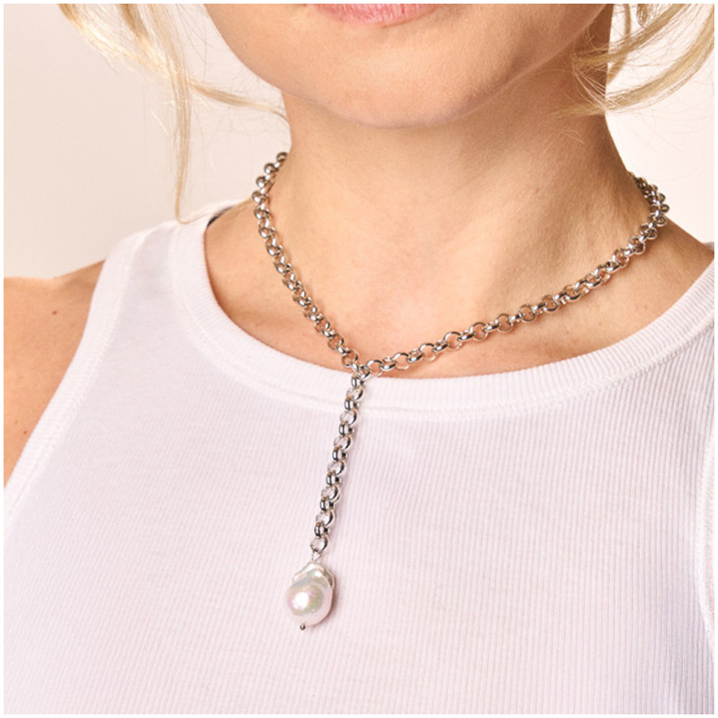 Collar Mujer Emily Plateado | Diseño en Acero Plateado