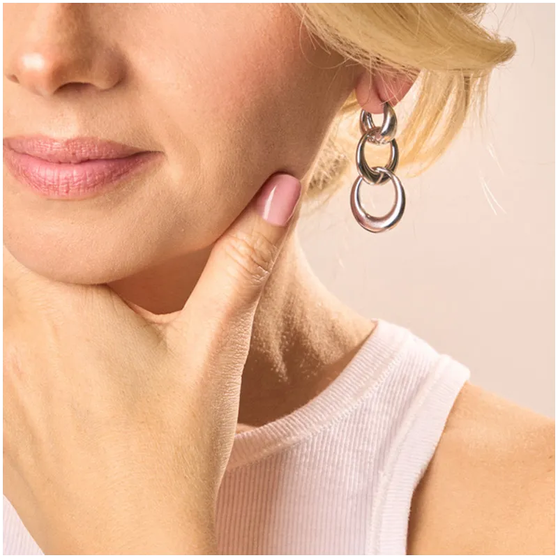 Pendientes Mujer Blair Plateado | Diseño Geométrico en Acero