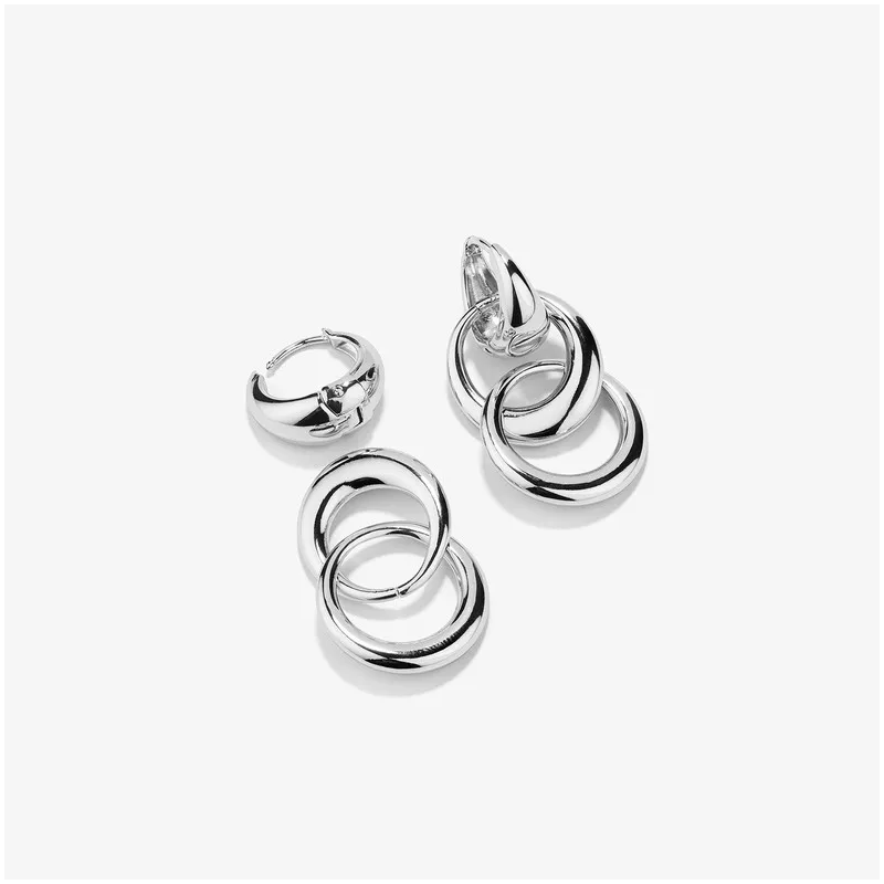 Pendientes Mujer Blair Plateado | Diseño Geométrico en Acero