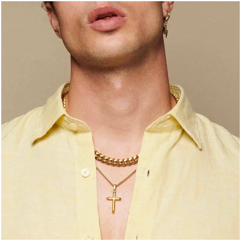 Collar Hombre Mateo Cruz Fina en Oro