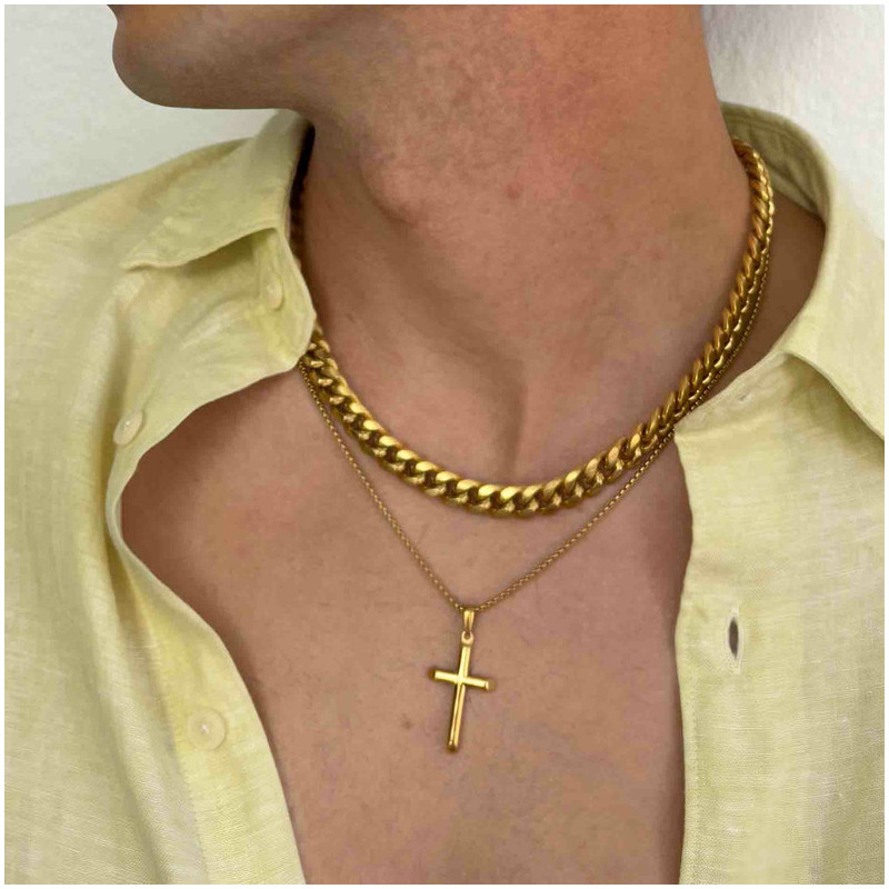 Collar Hombre Mateo Cruz Fina en Oro