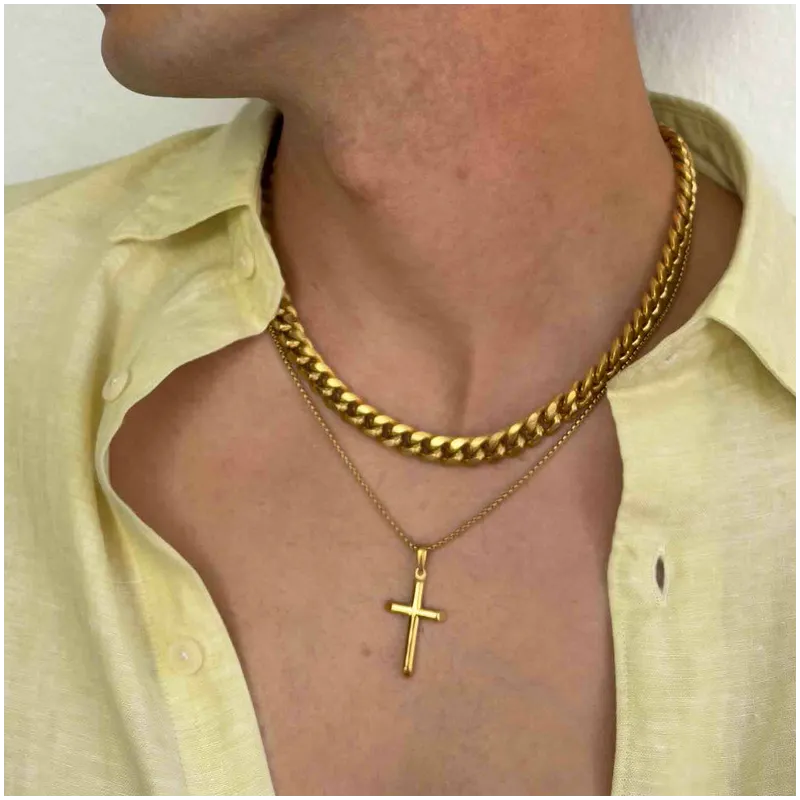 Collar Hombre Mateo Cruz Fina en Oro