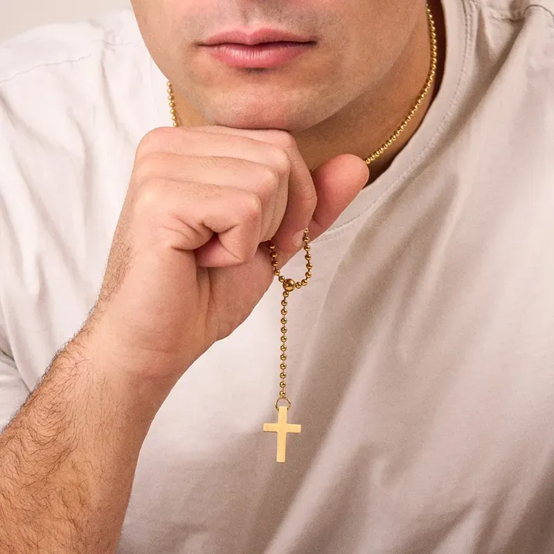 Collar Palau con Cruz Plateado