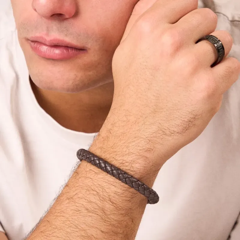 Pulsera Hombre Nature Cuero Marrón | Radiant