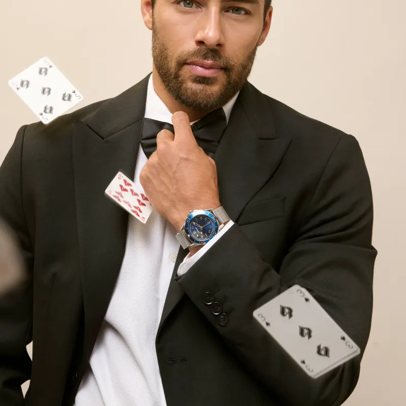 Reloj Hombre Chris Azul Correa Plateada | Radiant