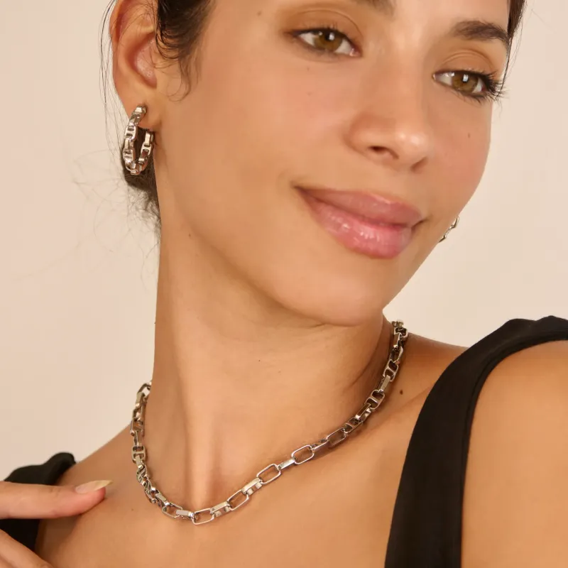 Aros Mujer Chains Cindy Plateado | Radiant