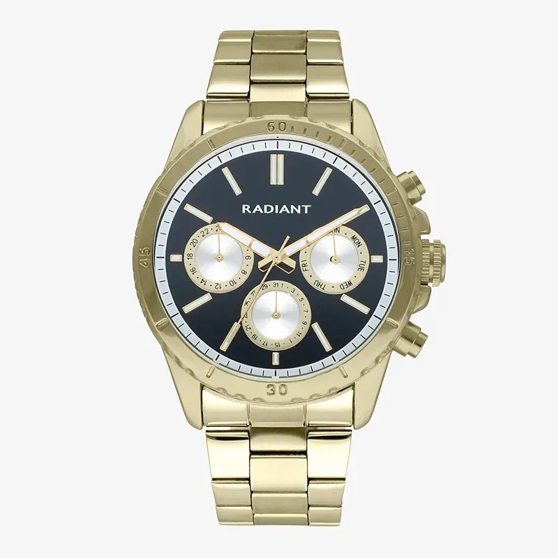 Radiant Tech Reloj de Hombre Dorado Brazalete Acero