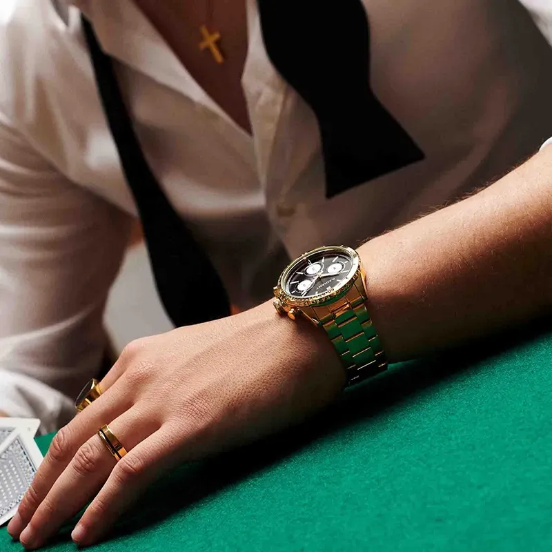 Radiant Tech Reloj de Hombre Dorado Brazalete Acero