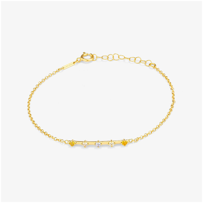 Joyas Pulsera barrita FANTASY. Plata de ley, oro de 24 Kilates Radiant