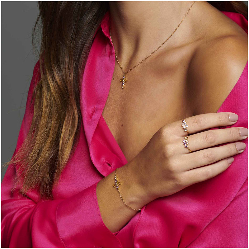 Joyas Anillo FANTASY. Plata de ley oro de 24 Kilates Radiant