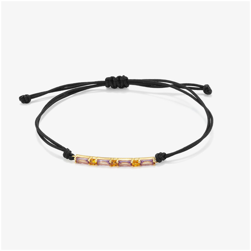 Joyas Pulsera cordón FANTASY. Plata de ley oro de 24 Kilates Radiant