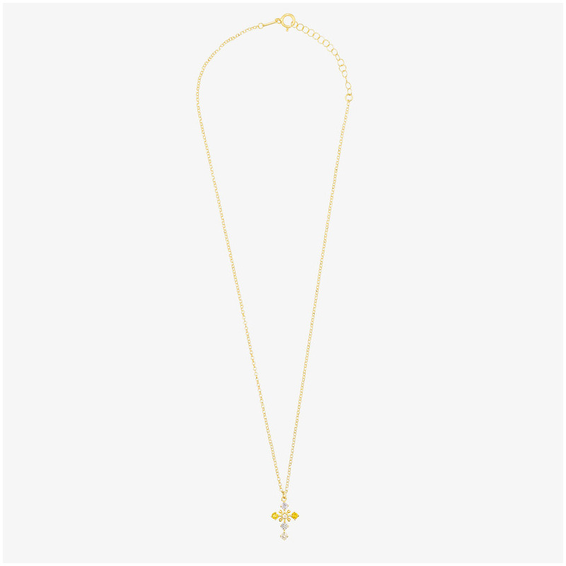 Joyas Collar cruz FANTASY. Plata de ley, oro de 24 Kilates Radiant