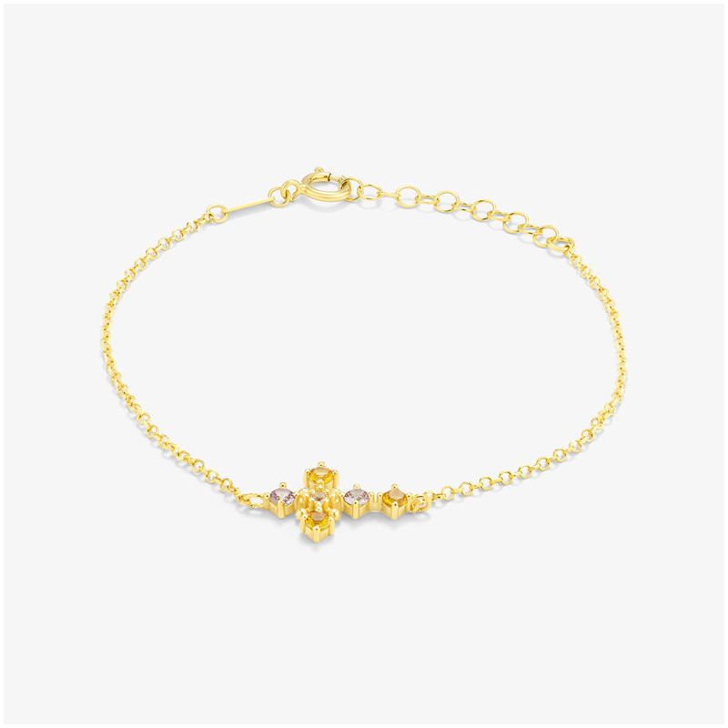 Joyas Pulsera cruz  FANTASY. Plata de ley oro de 24K Radiant