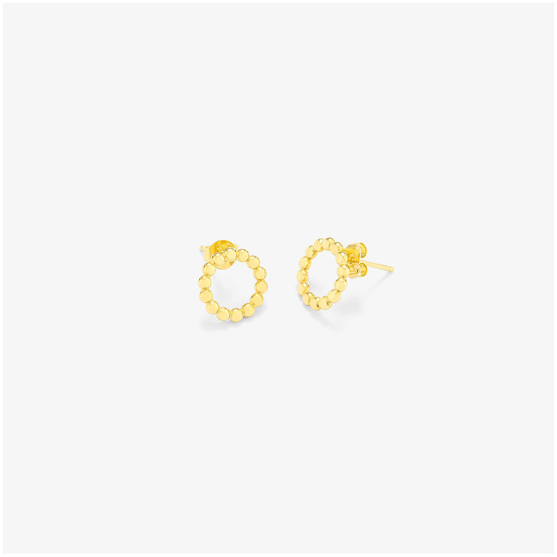 Joyas Pendiente de botón circular DOTS. Plata y baño oro 24k Radiant