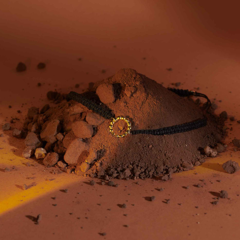 Joyas Pulsera macramé arito DOTS. Plata ley y oro 24 kilates Radiant