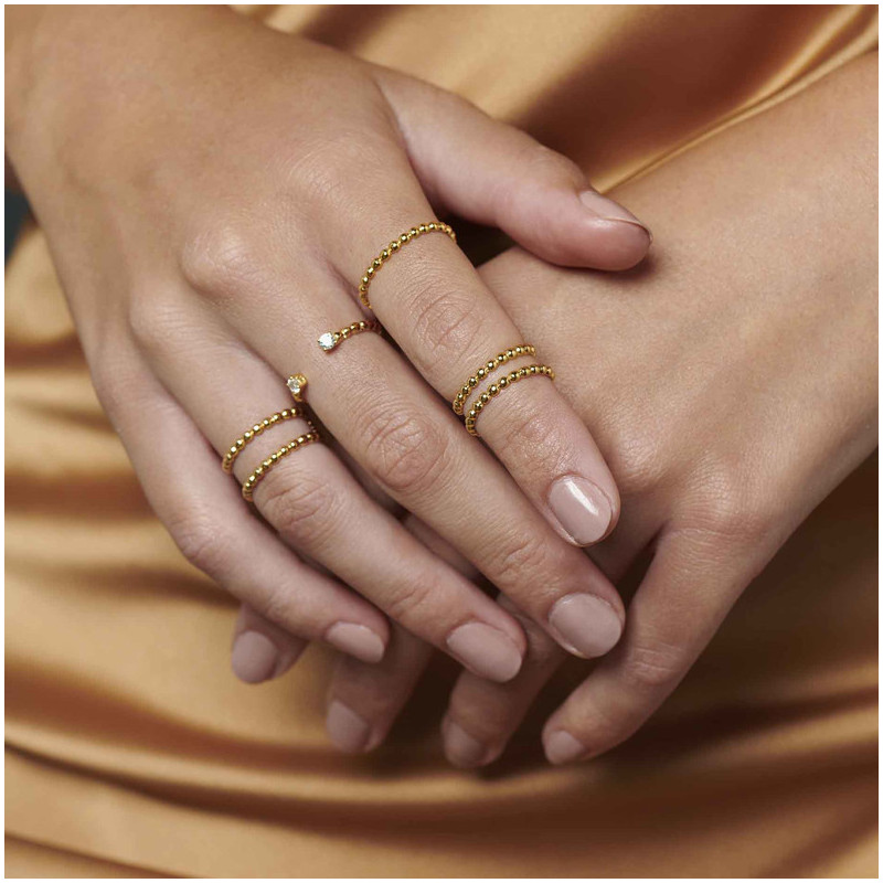 Joyas Anillo ajustable DOTS. Plata de ley baño de oro de 24k Radiant