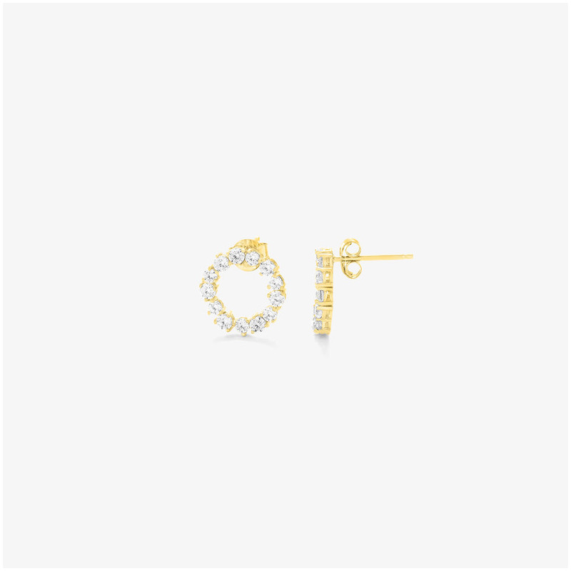 Joyas Pendientes botón FANTASY. Plata y baño de oro de 24K Radiant