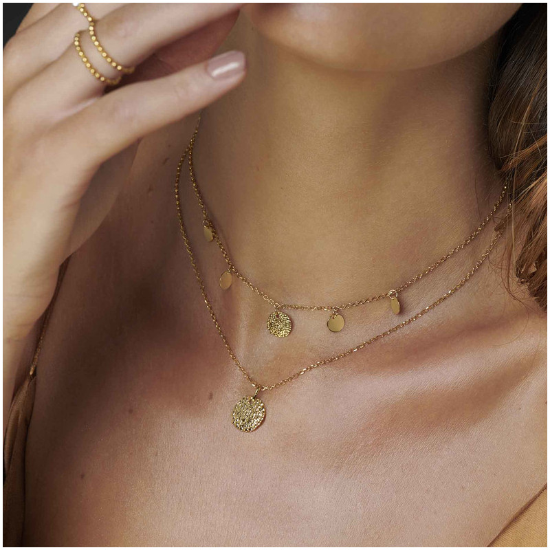 Joyas Collar dorado medallitas Plata de ley y baño de oro 24k Radiant