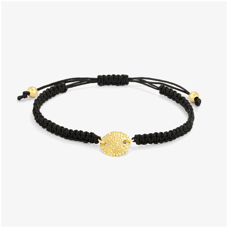 Joyas Pulsera de macramé medalla DOTS. Plata y baño oro 24k Radiant