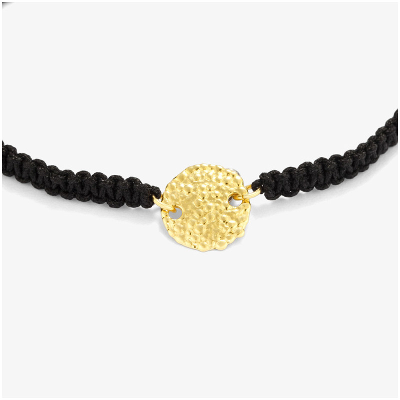Joyas Pulsera de macramé medalla DOTS. Plata y baño oro 24k Radiant
