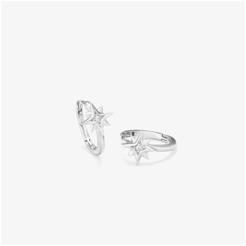 Joyas Pendientes aro pequeño STARS CASUAL. Plata de ley Radiant
