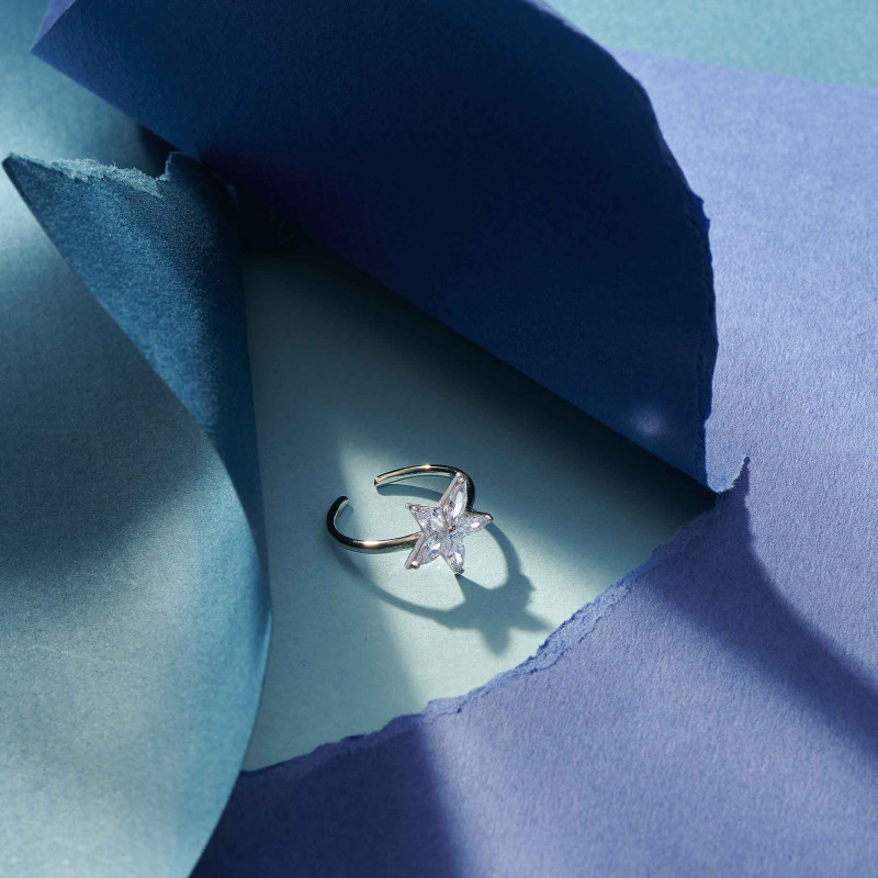 Joyas Anillo ajustable STARS GLAM. Plata de ley  marquis. Radiant