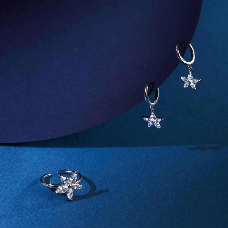 Joyas Anillo ajustable STARS GLAM. Plata de ley  marquis. Radiant