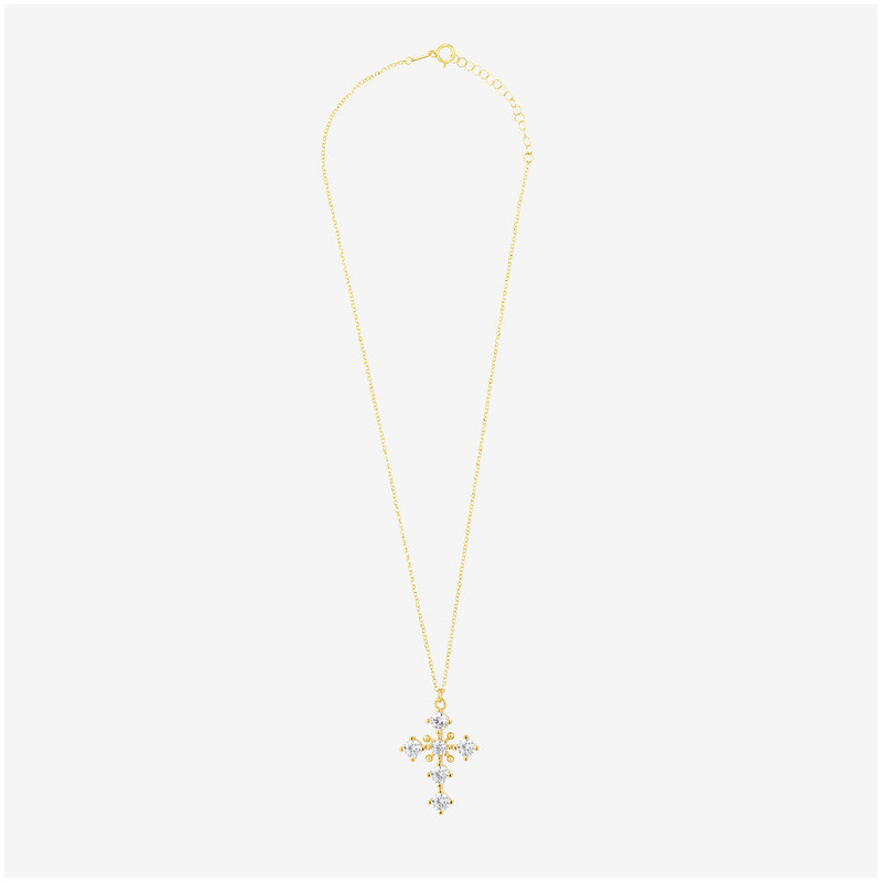 Collar L Gold Cruz Piedras color FANTASY