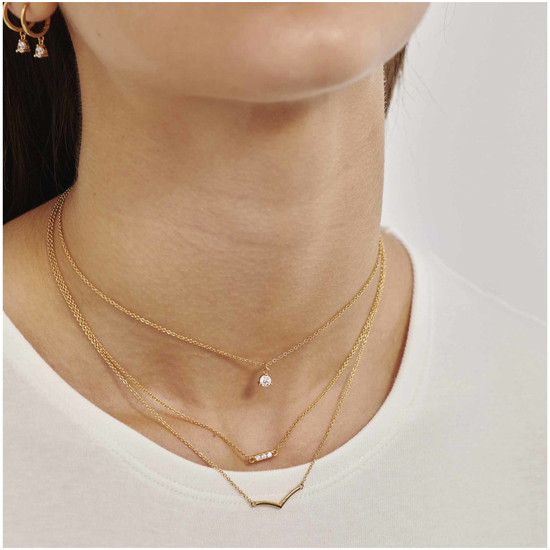 Collar V Gold BASICS Radiant Mujer Plata de Ley