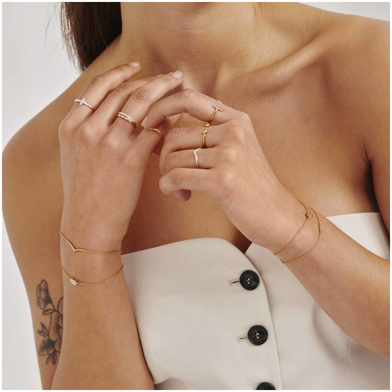 Anillo Multi bar Gold BASICS Radiant Mujer Plata de Ley