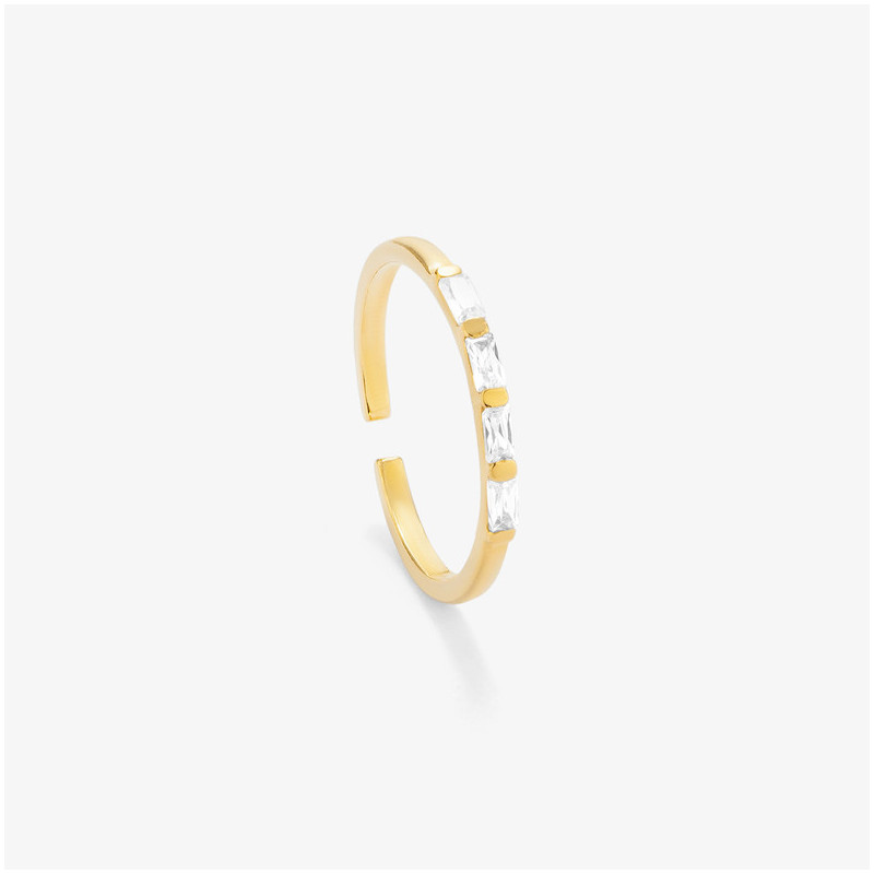 Anillo Baguettes  Gold BASICS Radiant Mujer Plata de Ley