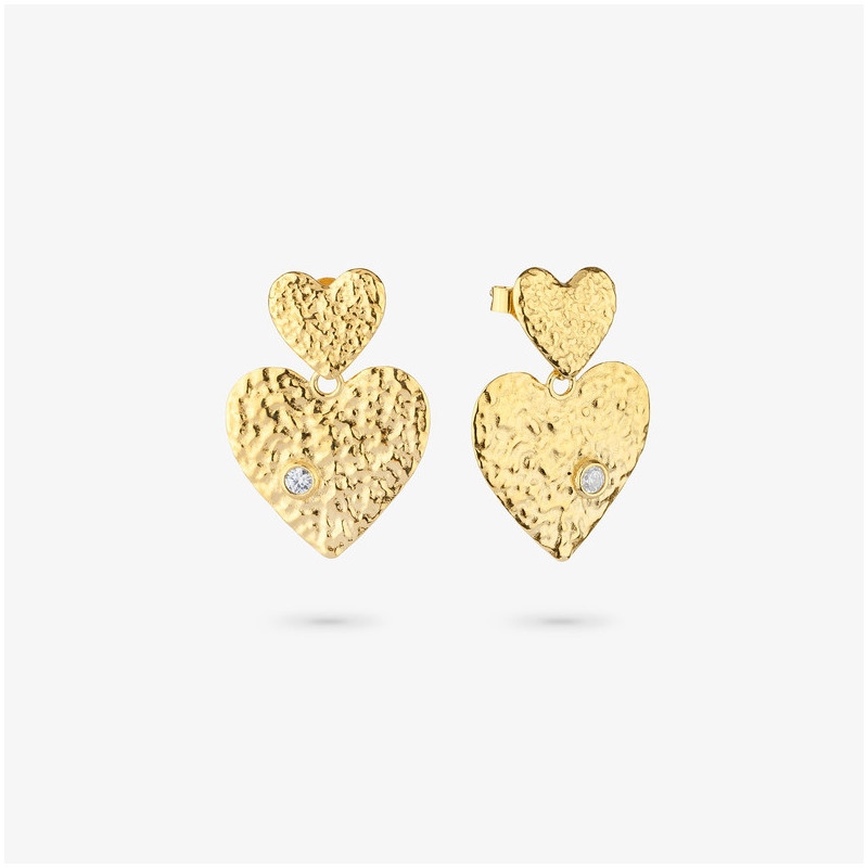 Pendientes Boton doble Gold CUORE Radiant Mujer Plata de Ley