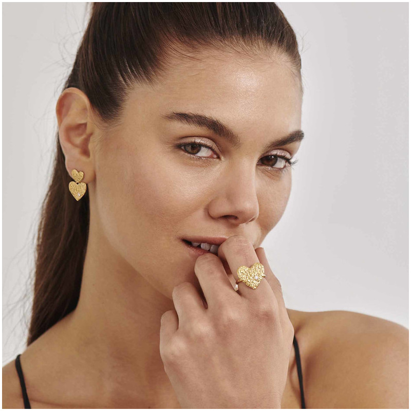 Pendientes Boton doble Gold CUORE Radiant Mujer Plata de Ley