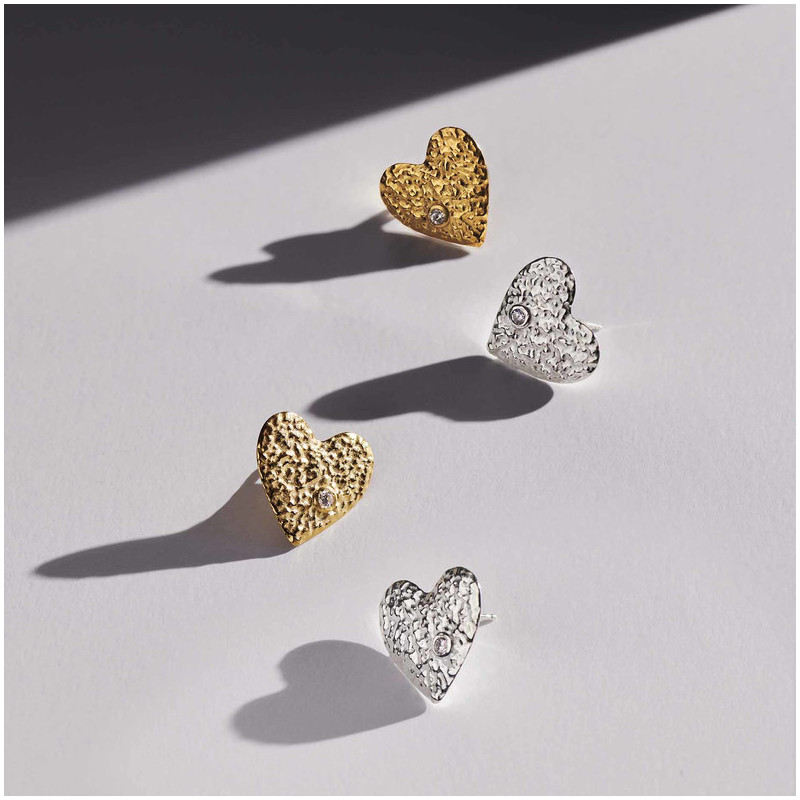 Pendientes Boton Gold CUORE Radiant Mujer Plata de Ley