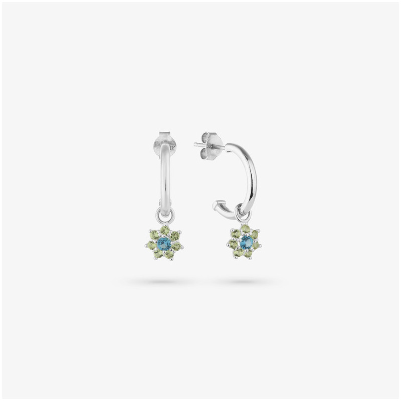 Pendientes Silver Piedra Azul ROSETONES Radiant Mujer Plata de Ley