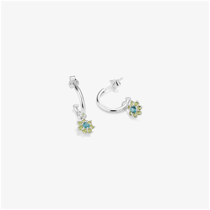 Pendientes Silver Piedra Azul ROSETONES Radiant Mujer Plata de Ley