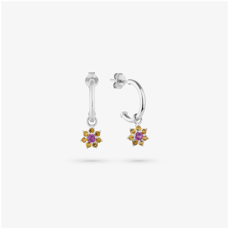 Pendientes Silver Piedra Rosa ROSETONES Radiant Mujer Plata de Ley