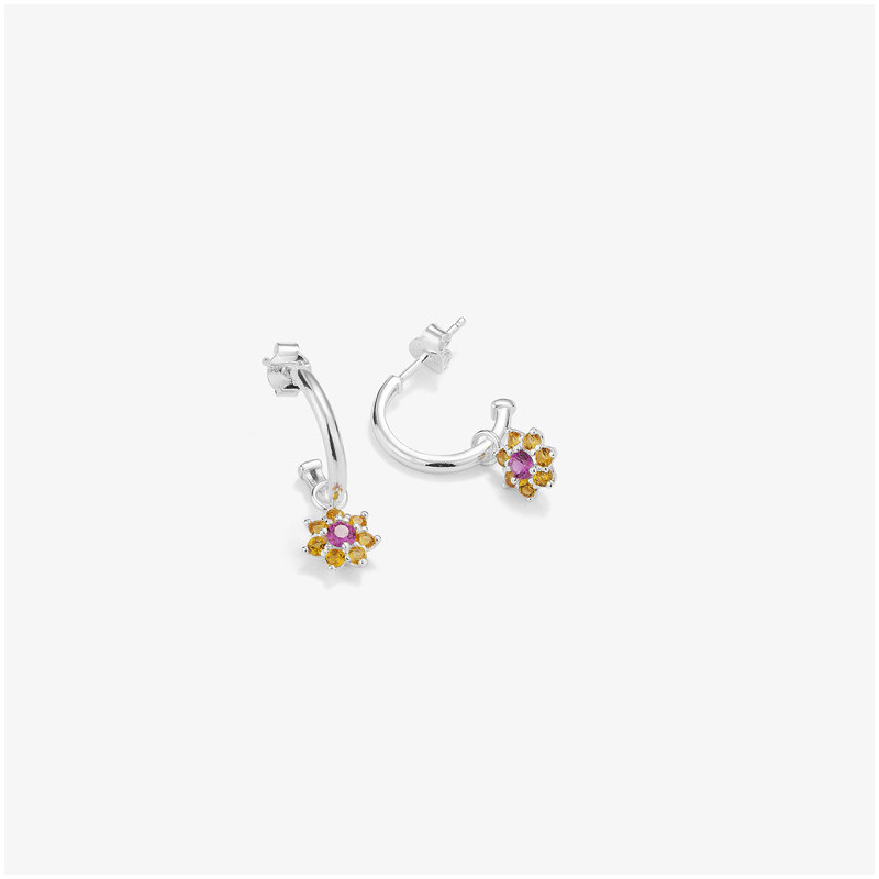 Pendientes Silver Piedra Rosa ROSETONES Radiant Mujer Plata de Ley