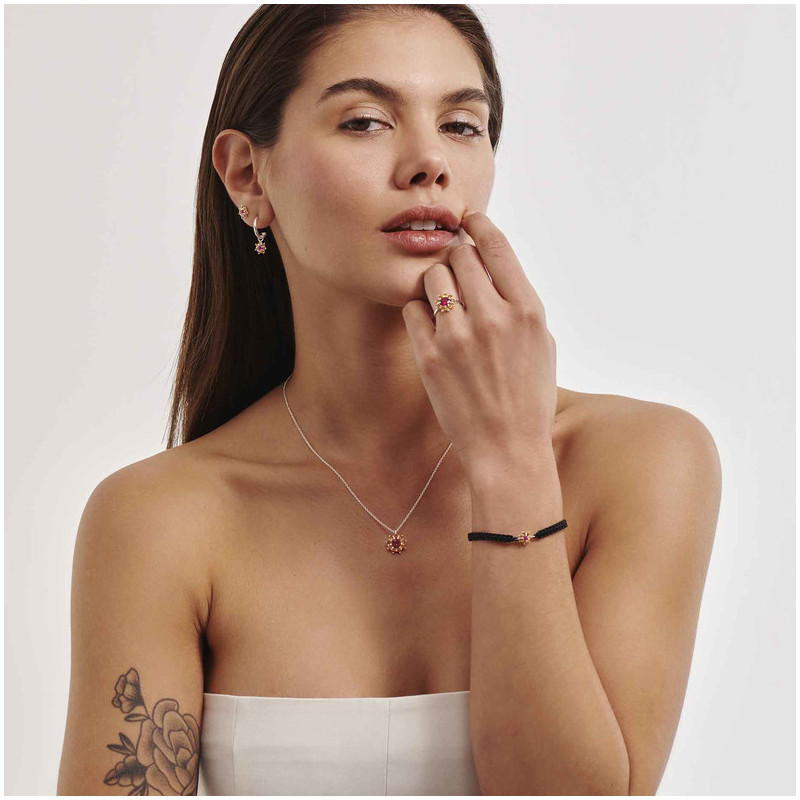 Anillo Silver Piedra Rosa ROSETONES Radiant Mujer Plata de Ley