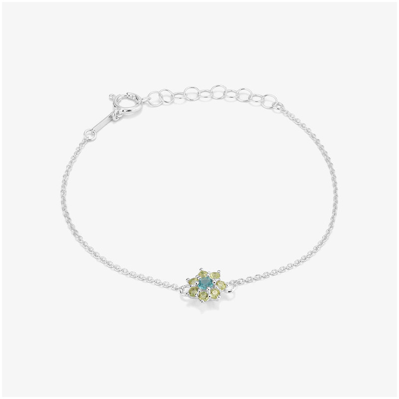 Pulsera Silver Piedra Azul ROSETONES Radiant Mujer Plata de Ley