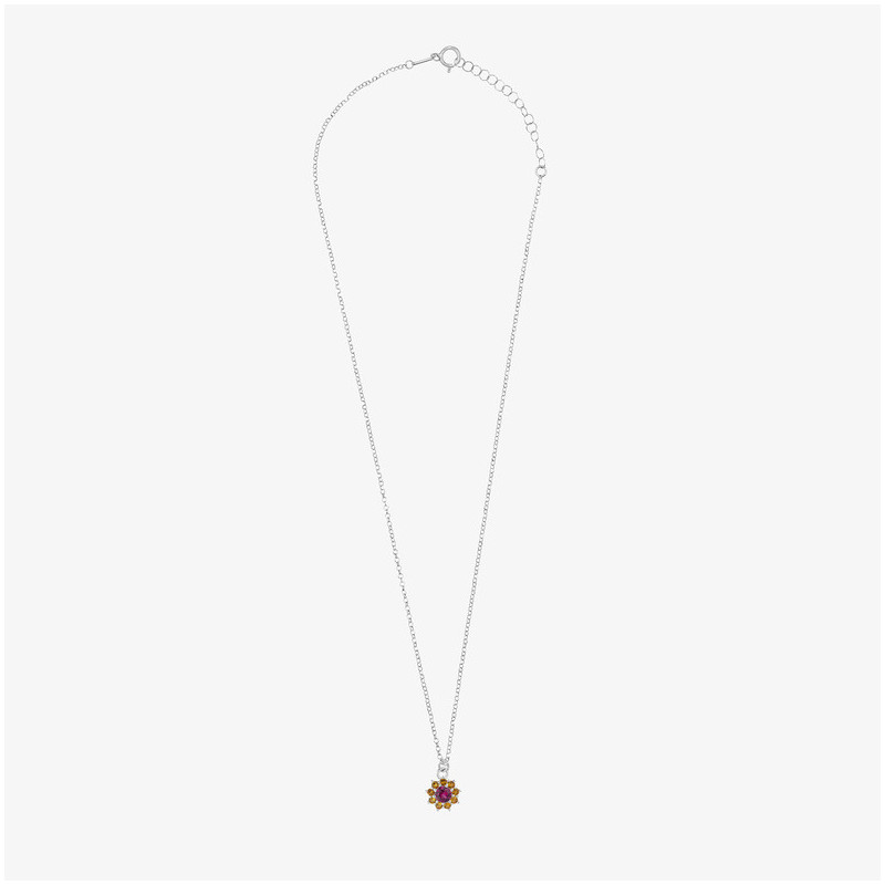 Collar Silver Piedra Azul ROSETONES Radiant Mujer Plata de Ley