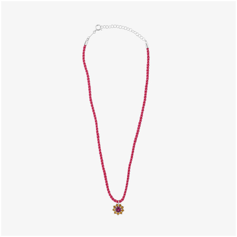 Collar Cordón Piedra Rosa ROSETONES Radiant Mujer Plata de Ley
