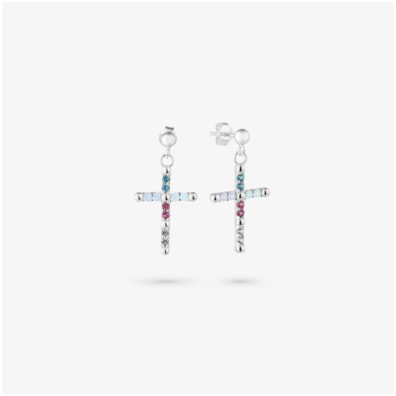 Pendientes Silver piedras colores CRUCES Radiant Mujer Plata de Ley