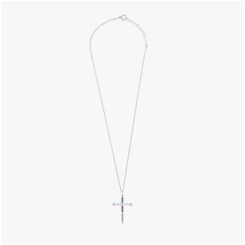 Collar SS cruz piedras colores CRUCES Radiant Mujer Plata de Ley