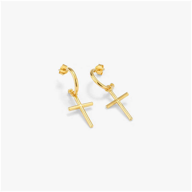 Pendientes Huggies Gold CRUCES Radiant Mujer Plata de Ley
