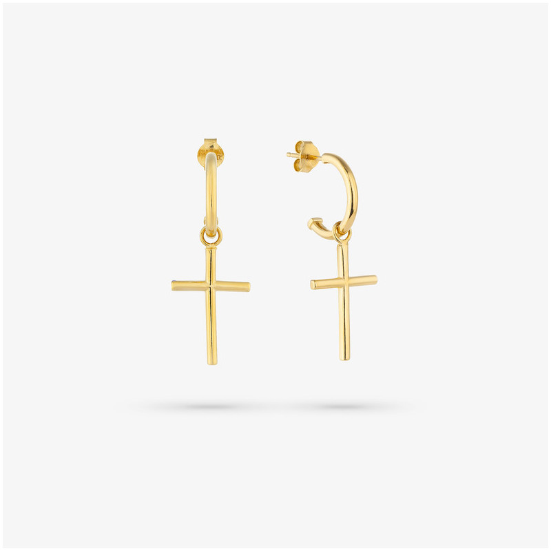 Pendientes Huggies Gold CRUCES Radiant Mujer Plata de Ley
